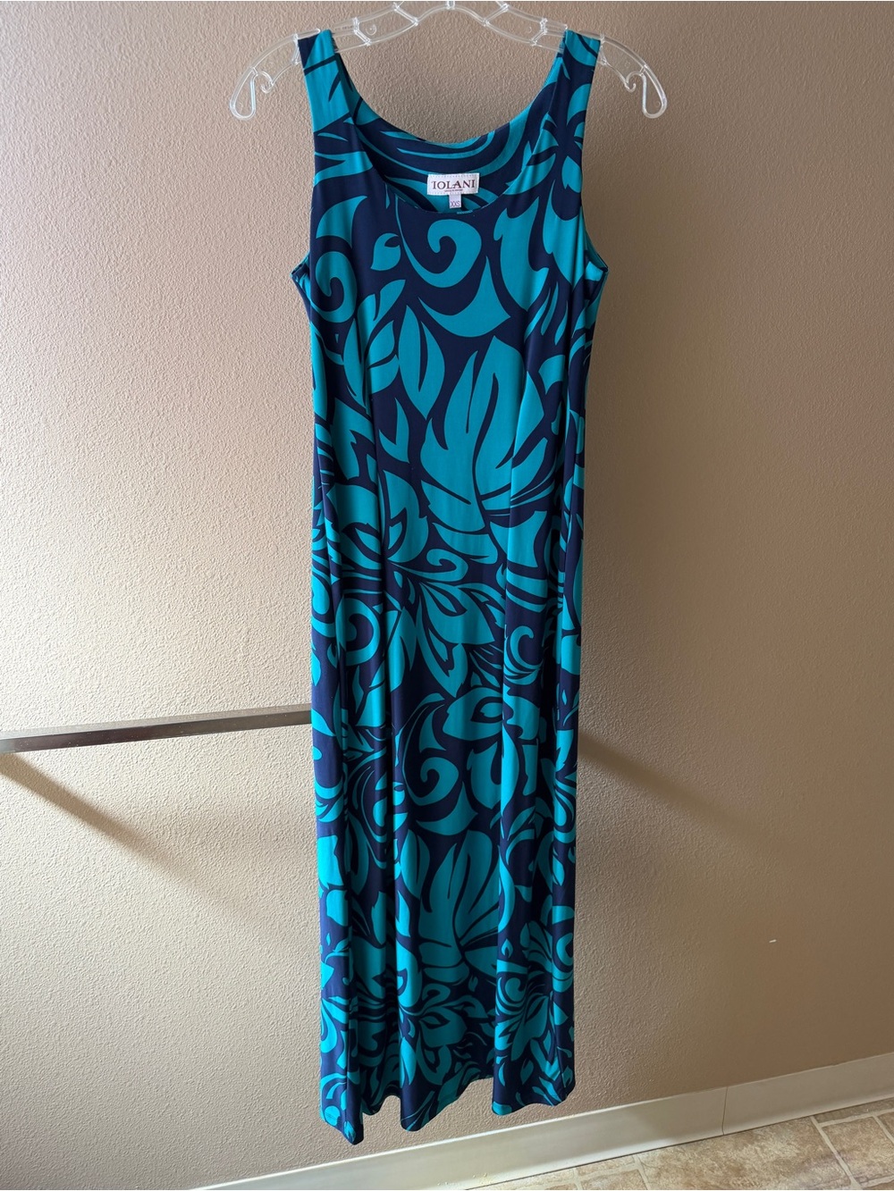 Iolani Blue Floral Maxi Tank Dress